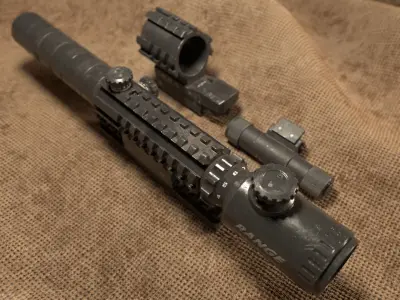 Scope Collection rifle on cloth Low-poly 3D model