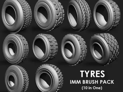 Tyres IMM Obj Brush Pack 10 in One 3D model
