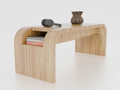 Modern Wooden Table with Storage Free 3D model