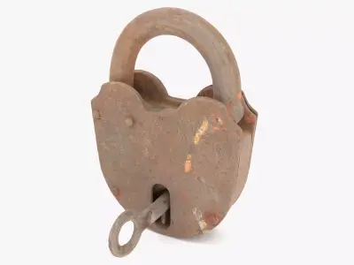 Padlock with Key Low-poly 3D model