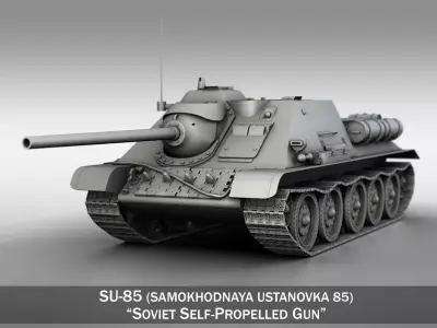 SU-85 - Soviet Self-Propelled Gun  3D model