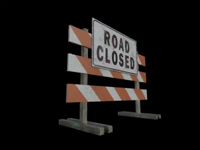 Road closed sign low poly Free low-poly 3D model