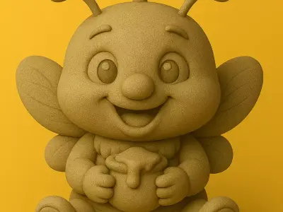 BuzzBuddy Cheerful Honeybee Keychain 3D print model