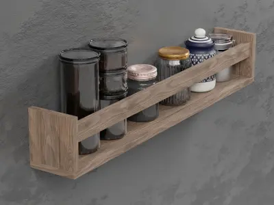 Wall Jars Shelf Free 3D model