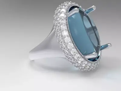 Elegant Oval Citrine Halo Ring 3D Print Model Free 3D print model