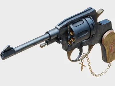 Nagant M1895 Revolver Free low-poly 3D model