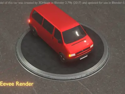 City Car 31 Commercial Minibus Type-C Red Low-poly 3D model