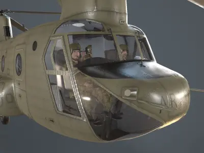  CH-47F Chinook Australian Army Complex Animation Low-poly 3D model
