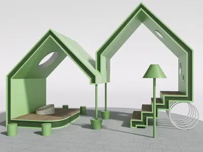 STREET ROOM GREEN for exterior public space commercial areas 3D model