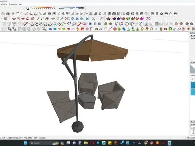outdoor sitting with umbrella 3D model