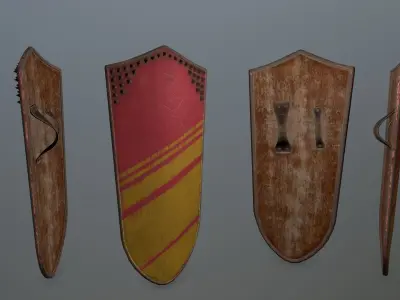 shield set roman soldier holding and sword Low-poly 3D model