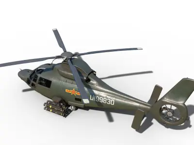 PBR 3 coatings Chinese Z9 WZ-9 gunship Z-9 Helicopter Low-poly 3D model