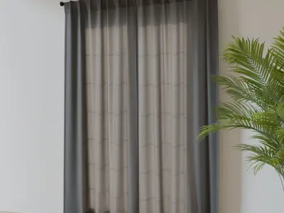  Closed Back Tab Curtain Model, Grey 