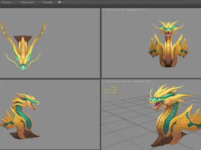 Cartoon dragon head sculpture Low-poly 3D model