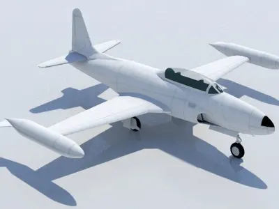 Lockheed T33 Shooting Star Static Low Poly Blank Trainer Low-poly 3D model