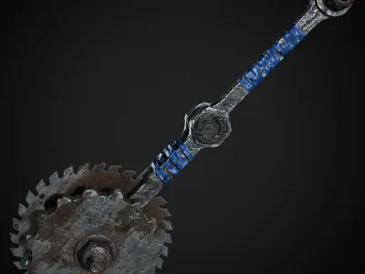 Post Apocalyptic Weapons - Saw Mace Low-poly 3D model