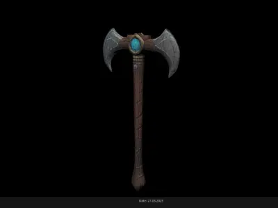 Low Poly Stylized Axe 2 AI Low-poly 3D model