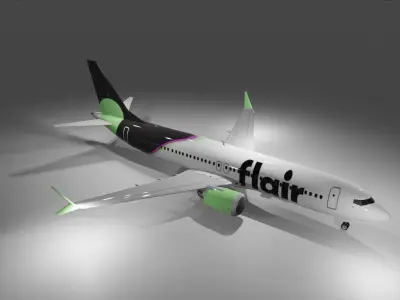 Flair airlines Boeing 737 max 8 3d model with cockpit Low-poly 3D model