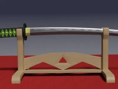 Green Katana Free low-poly 3D model