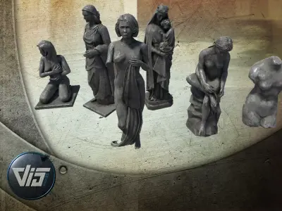 PBR Female Statues Low-poly 3D model