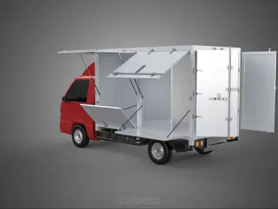 EMPTY SHIPMENT CUBE VAN BOX TRUCK PICKUP VEHICLE TRANSPORT CAR 3D model