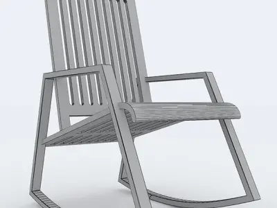 Wood Rocking Chair 3D Model Low-poly 3D model