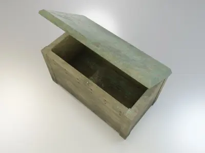 Worn Wooden Chest Low-poly 3D model