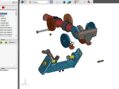 P-51D Mustang TW OLEO Pulley and Base Mount Assem for Shock Cyl 3D print model