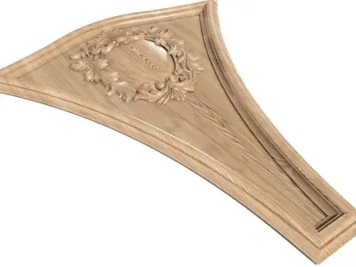 Cartouche-001 ornate wood carving 3D model