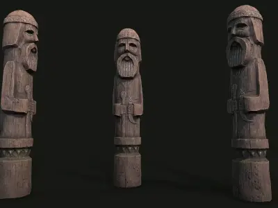 Totem wood 4 pbr 4k  Low-poly 3D model