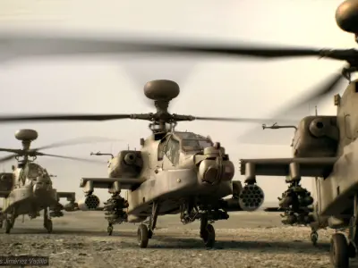 Boeing AH-64D Apache Longbow Attack Helicopter with Cockpit 3D model