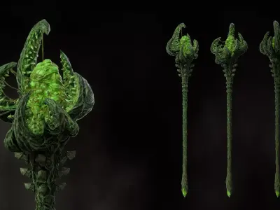 Eggs of Outer God Staff - Game ready 3D model Low-poly 3D model