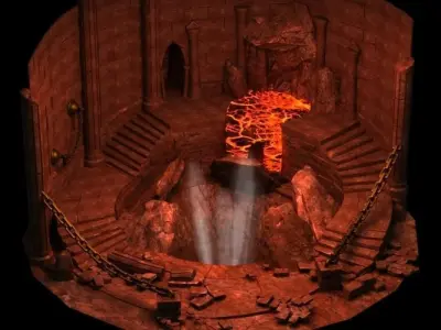 Cave entrance Cave underground hell Magmas Craters mountains 3D model