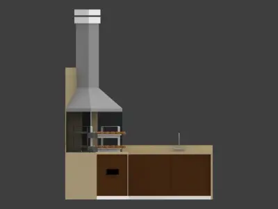 Kitchenette for interior of residential or commercial architect Low-poly 3D model
