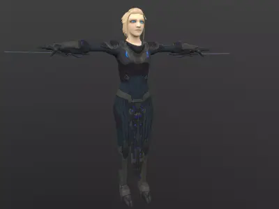 scifi female character Low-poly 3D model