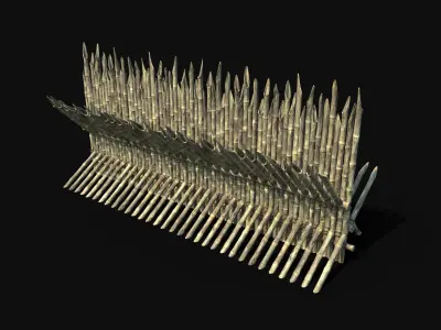BAMBOO PALISADE WALLS FENCE SURVIVAL FORT GUARD CONSTRUCTION AAA Free low-poly 3D model