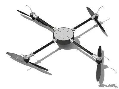 Quadcopter drone with propellers 3D model