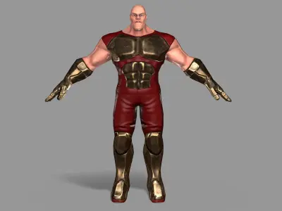 Superhero man gold armor Low-poly 3D model