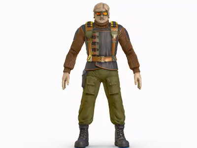 High Poly Male Technician Sweater Leather Jacket Low-poly 3D model