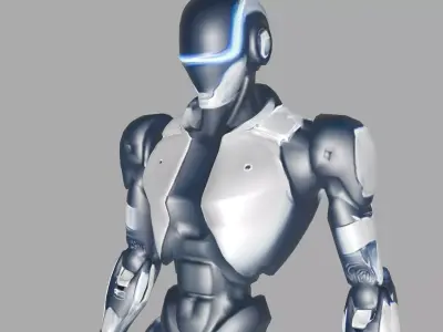 Sci Fi Black White Robot Low-poly 3D model