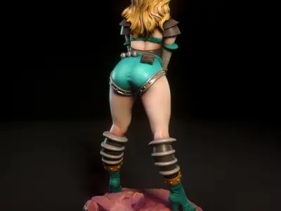 Janet female figurine on rock 3D print model