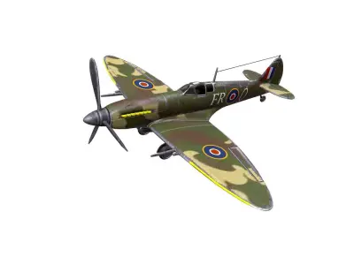 Royal Air Force Fighter Super-marine Spitfire MK1A Low-poly 3D model