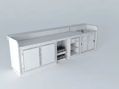 Kit bar counter with shelves and drawers Free 3D model