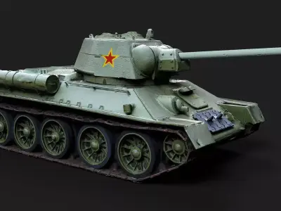military soviet t34 tank original painting PBR photogrammetry Low-poly 3D model