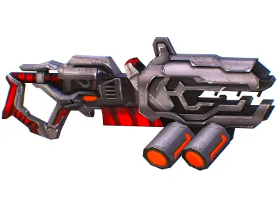 Assault heavy machine gun cannon naff barrel blaster laser arms Low-poly 3D model