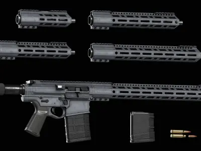 AR LR 308 Modular Rifle 7in-18in Low-poly 3D model