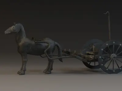 Statue Bronze Horse  sculpture coach equipage mammal 3D model