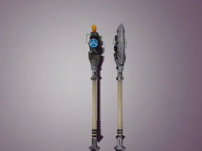 Stylized Melee Weapon Steampunk Axe PBR game ready Low-poly Low-poly 3D model