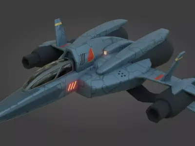 Sci-Fi Fighter Jet - Low Poly - Game Ready - PBR Low-poly 3D model