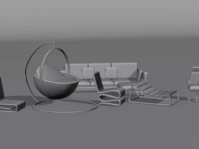 Stylized Modern Chair and Sofa Collection Pack Free 3D model